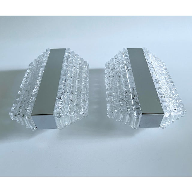 Metal Vintage Space Age Glass Sconces from Kaiser, Set of 2 For Sale - Image 7 of 18