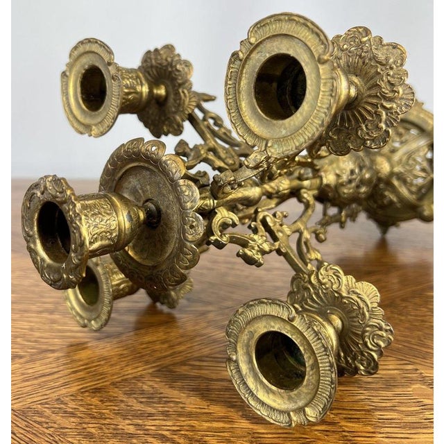 Vintage French Style Architectural Brass Garniture Set, Set of 3 For Sale - Image 15 of 17