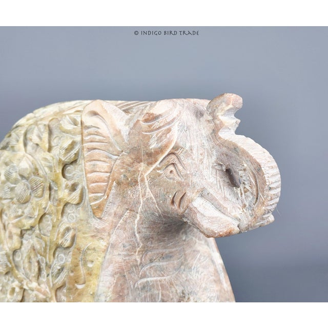 Mid 20th Century Vintage Hand-Carved Marble Stone Elephant Sculpture For Sale - Image 5 of 9