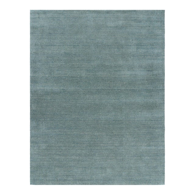 Rug & Kilim’s Modern Rug in Blue and Cream, With Stripes and Geometric Patterns For Sale