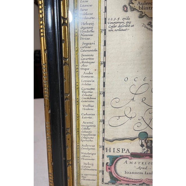 17th Century Rare Original Antique Hand Colored European Map France Janssonius J 1662 2-Sided For Sale - Image 5 of 18