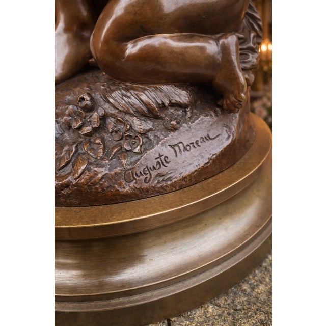 Bronze 19th C Auguste Moreau Art Nouveau Gold Bronze Sculpture Statue 1 Pc For Sale - Image 8 of 11