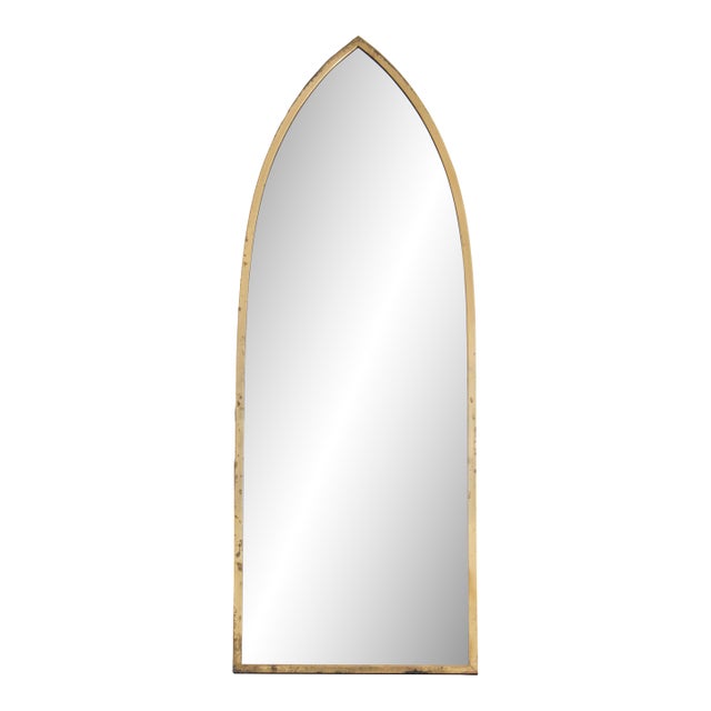 Brass Cathedral Arch Mirror, Italy 1950s For Sale