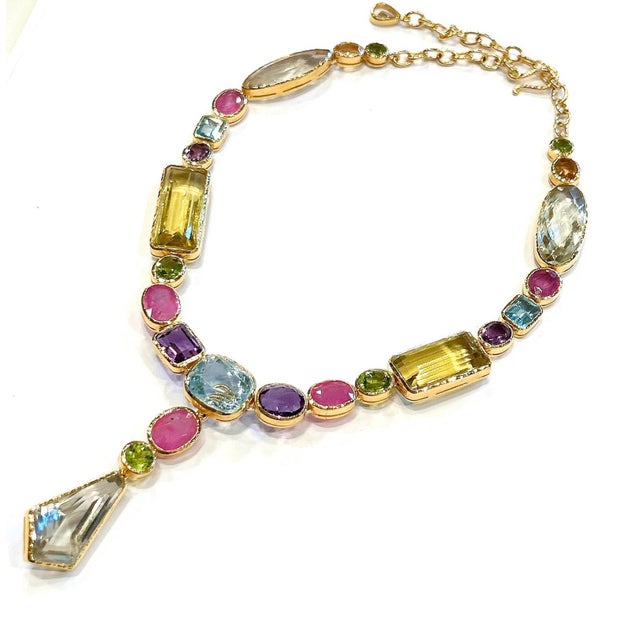 Bochic "Capri" Ruby, Amethyst & Fancy Color Gem Necklace Set in 18K & Silver For Sale - Image 18 of 18