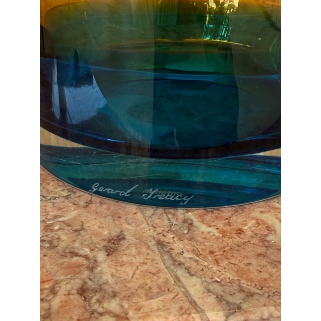 Amber Vintage Waterford Art Glass Decanter by Gerard Treacy – Blue & Amber Gradient For Sale - Image 8 of 11