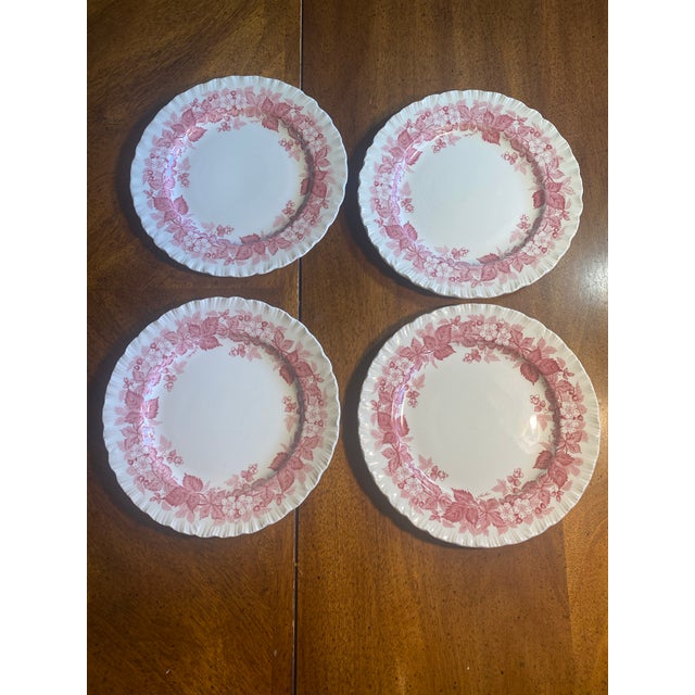 Pink 1960s Wedgwood Bramble Pink 8.25” Set of 4 Plates For Sale - Image 8 of 12