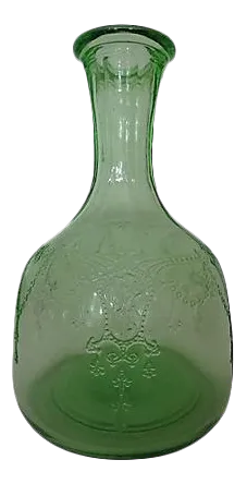 1930s Fostoria Versailles Green Glass Decanter
