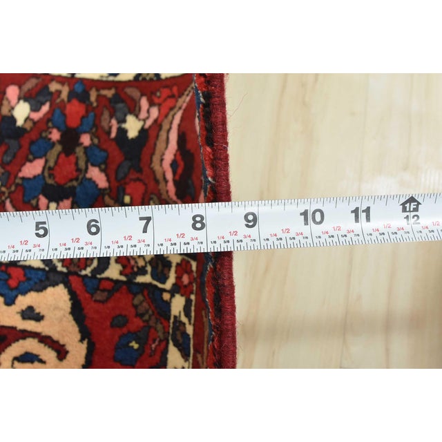 Bakhtiari Rug 6'11'' X 10'5'' Red Wool Semi-Antique Hand-Knotted Oriental Carpet For Sale - Image 12 of 14