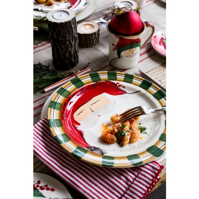 VIETRI VIETRI Old St. Nick Pasta Bowl - Green Hat For Sale - Image 4 of 13