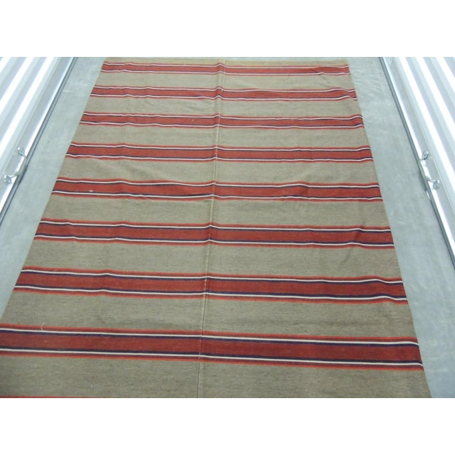 Turkish Large Vintage Red and Camel Stripes Turkish Textile Panel For Sale - Image 3 of 10