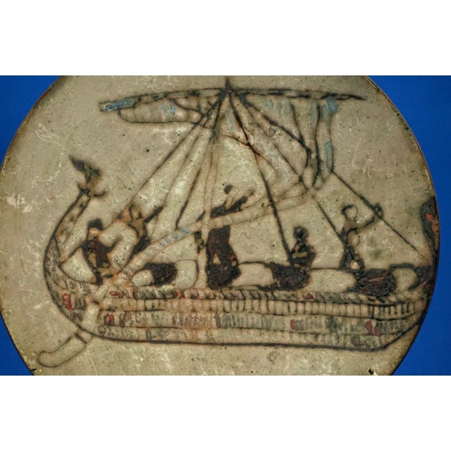 Fire-Enamelled Copper Plate with Odyssey Ulysses Voyage Motig from B.M.B. Manufacture, Florence, 1920s For Sale - Image 12 of 18