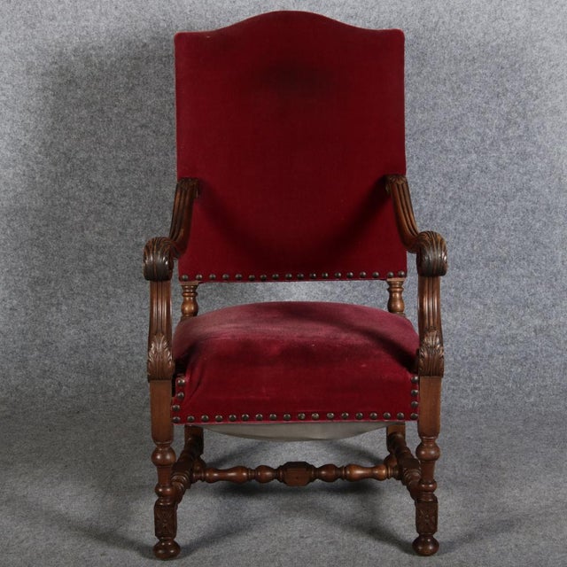 Antique Baroque Armchair in Walnut, 1880 For Sale - Image 11 of 18