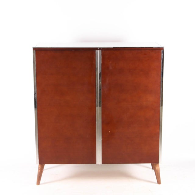 Small Armoire in Wood and Chrome, 1980s For Sale - Image 9 of 10