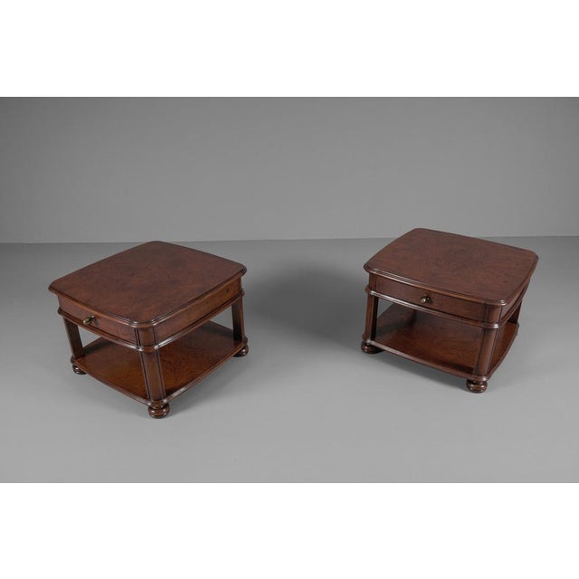 1950s Art Deco Bedside Tables in Mahogany, 1940s, Set of 2 For Sale - Image 5 of 16