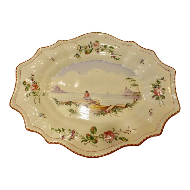 French Faience Serving Tray Vp Veuve Perrin For Sale