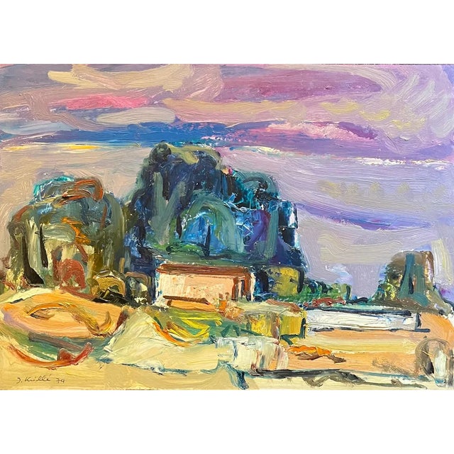 Jean Krille, Landscape 118, Oil on Masonite, 1979 For Sale - Image 12 of 12