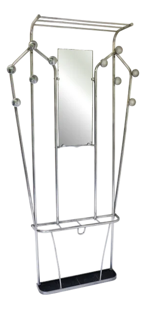 Vintage Art Deco Polished Aluminum Coat Rack, 1920