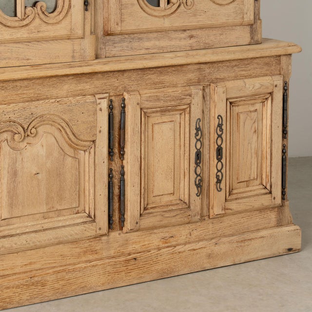20th Century Bleached Oak Large French Bookcase Display Cabinet For Sale - Image 13 of 15