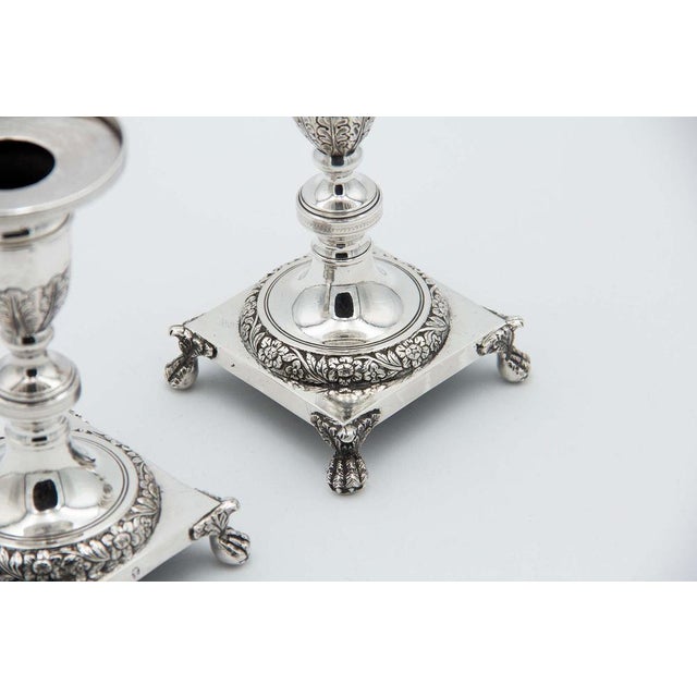 Silver Candlesticks with Square Base, Set of 2 For Sale - Image 3 of 4