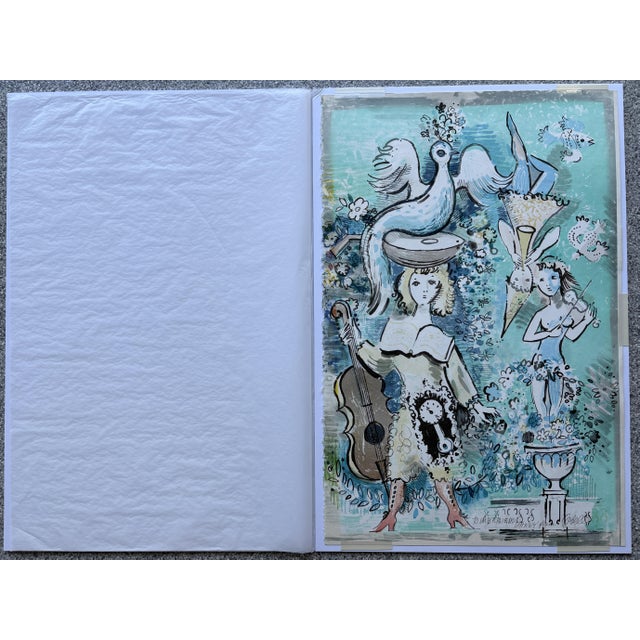 Paper Charles Cobelle Original Mixed Media Painting Triptych - Set of 3 - MCM For Sale - Image 7 of 17
