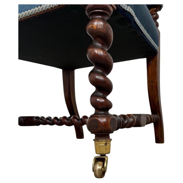 Antique English Victorian Carved Oak Barley Twist Armchair For Sale - Image 13 of 14