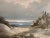 Mid-Century Realism beach artwork scenic landscape oil on board in its original dark stained frame, Signed Anderson. Size:...