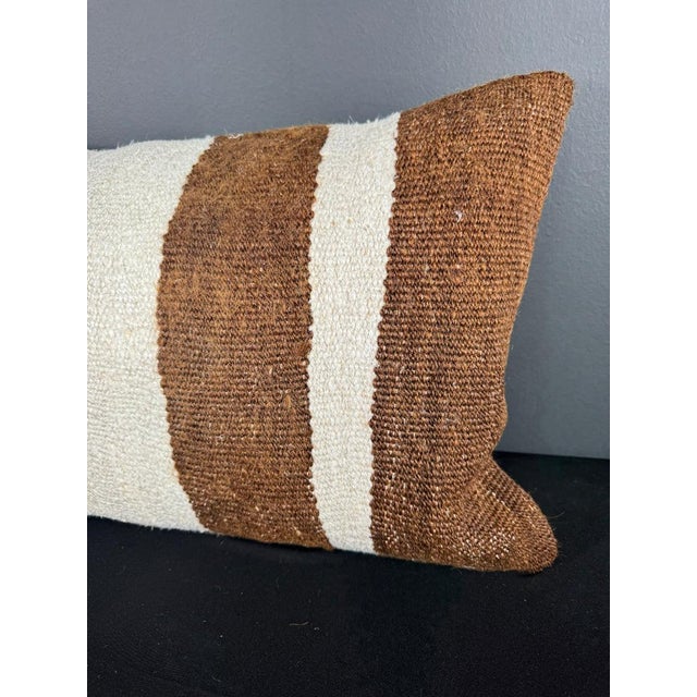 Turkish Hemp Pillow Cushion Natural Beige Brown Pillow Cushion Cover 16" x 24" For Sale - Image 4 of 4
