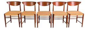 Model 316 Chairs by Peter Hvidt and Orla Mølgaard-Nielsen for Søborg Møbelfabrik, Set of 5