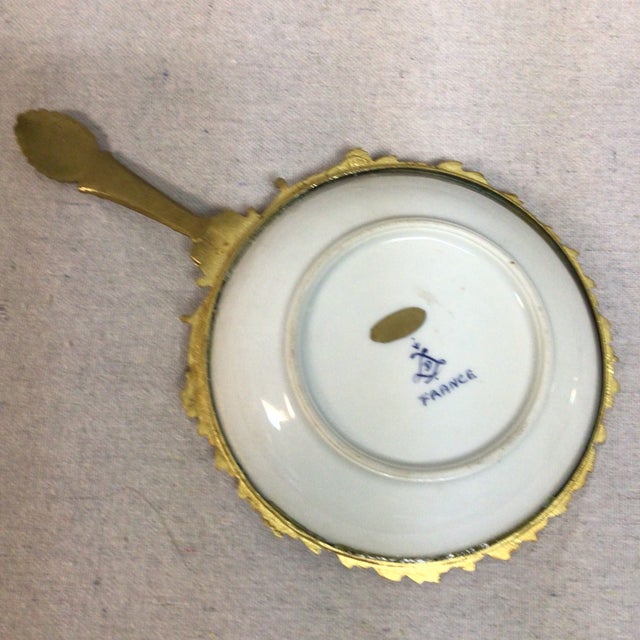 Vintage Sevres France Gold Gilt Brass and Porcelain Handled Dresser Tray For Sale - Image 9 of 12