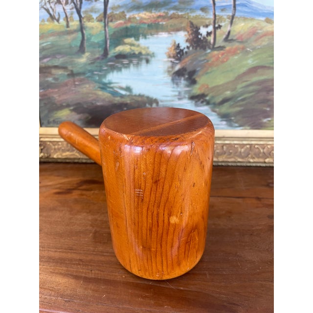 Vintage Hand-Turned Solid Wood Mallet With Smooth Finish. For Sale In Seattle - Image 6 of 11