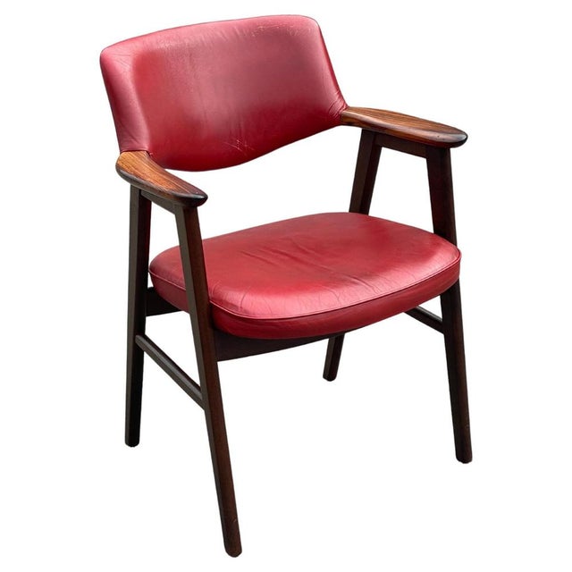 Elbow Armchair in Original Red Leather by Erik Kirkegaard for Hong Möbelfabrik, 1965 For Sale - Image 15 of 15
