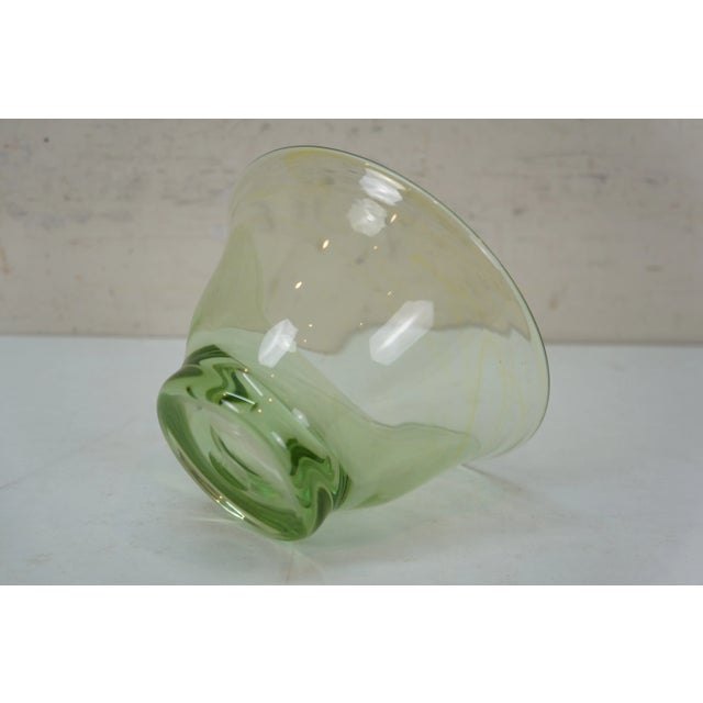 Vintage 1968 Dominick Labino Uranium Green Studio Art Glass Bowl Dish 7" For Sale - Image 10 of 13