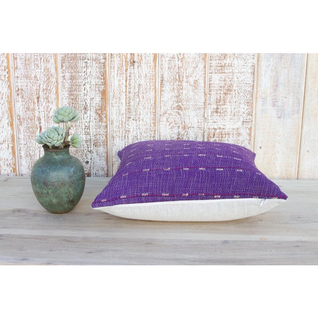 Syra Vintage Square Boho Kantha Pillows For Sale - Image 4 of 9