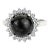 Vintage Inspired Natural Black Star & Zircon Halo Cocktail Ring Size 8 For Sale