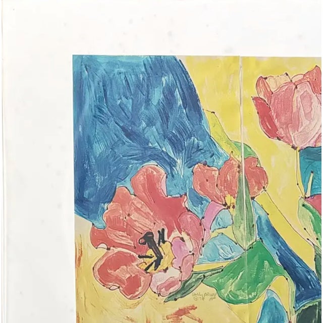Pink Mid Century American Artist Sally Brody Framed Monotype Painting, Water-Based Inks on Paper, Framed, Signed For Sale - Image 8 of 9