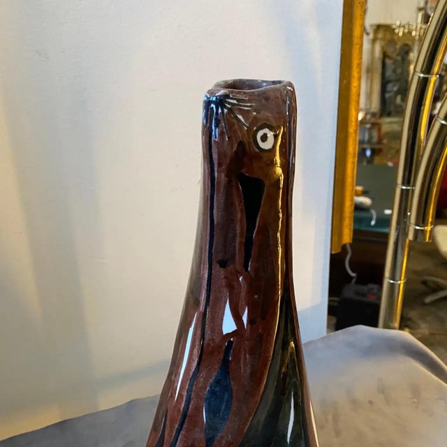 Abstract 1970s Modernist Hand Painted Ceramic Sicilian Vase by Garofalo For Sale - Image 3 of 13