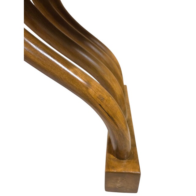 1960s Figured Wood Grain and Brass-Trimmed, Curved Leg Bench, Seat, Low Dining Zataku Table/Kotatsu, For Sale - Image 17 of 17