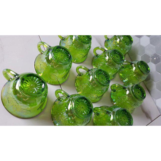 1970's Vintage Indiana Glass Company of Dunkirk Green Glasses Set of