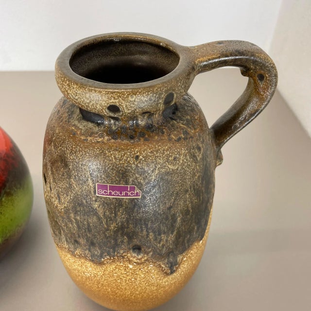 German Pottery Fat Lava Vases Multi-Color from Scheurich, 1970s, Set of 2 For Sale - Image 12 of 18