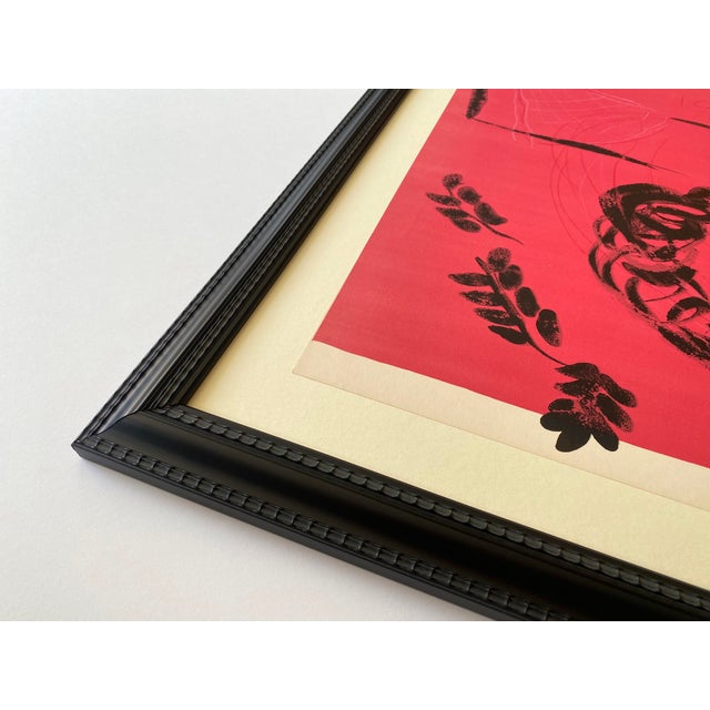 1950s Marc Chagall Vintage 1959 Mourlot Fine Art Lithograph Print " the Painter in Rose " Framed Mid Century Modernist Paris Exhibition Poster For Sale - Image 5 of 15