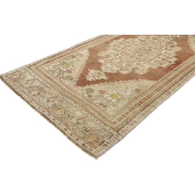 Vintage Turkish Oushak Rug with Traditional Modern Style 02'07 x 05'08. Emanating timeless appeal and neutral hues, this...