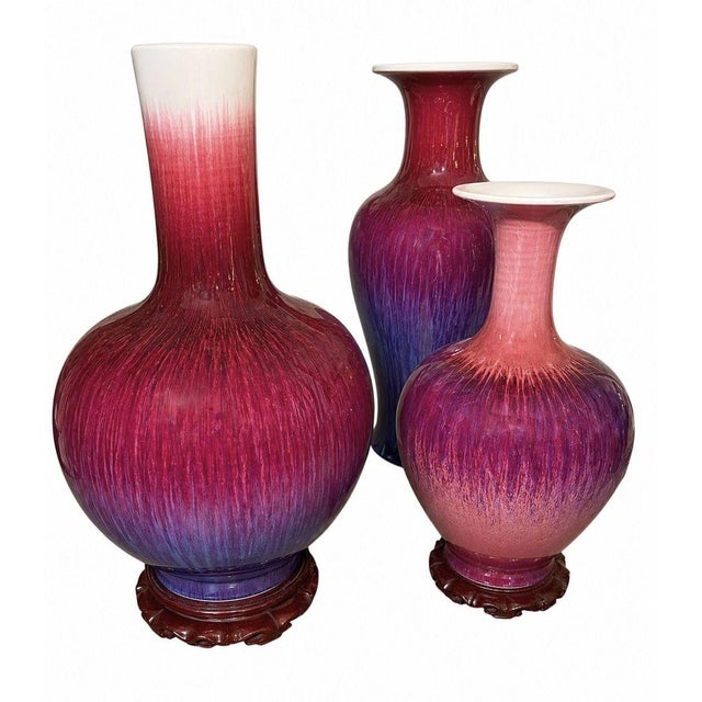 20th Century Set of Three Chinese Flambé Glazed Porcelain Vases For Sale - Image 12 of 12