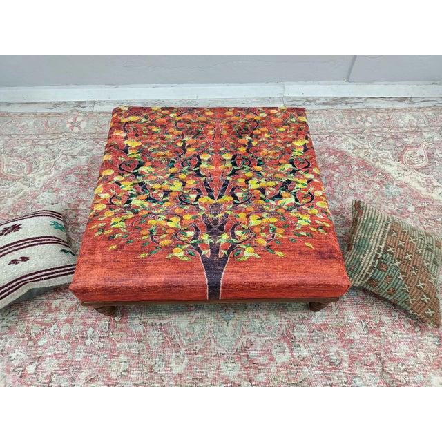 Details SIZE: 13x36x36 Inches ( with legs ) - 33x90x90 cm TYPE: Handmade Ottoman Bench CONDITION: is good. CONSTRUCT: It...