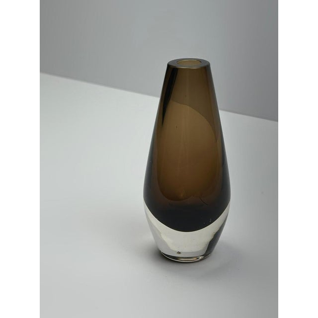 Vintage Smoked Brown Sommerso Glass Bud Vase from Strombergshyttan, 1960s For Sale - Image 9 of 10