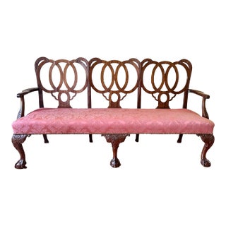 18th Century Georgian Carved Mahogany Triple Settee For Sale