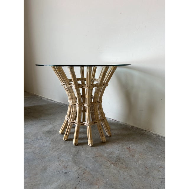 For your consideration we are presenting for sale this fantastic Vintage organic Modern cerused rattan and leather...