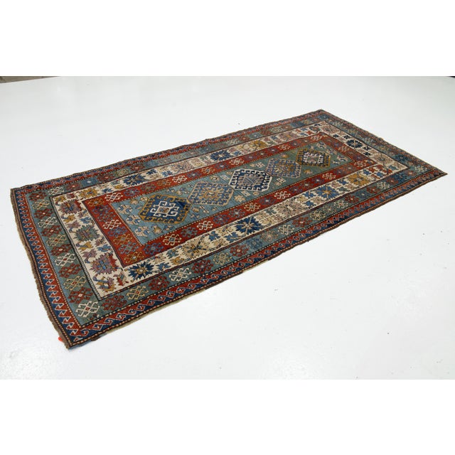 Persian Antique Persian Shirvan Blue Wool Rug With Chic Design For Sale - Image 3 of 7