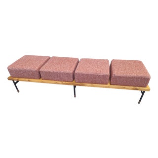 Large Francesco Giuseppe Series Bench with Brick Bouclé Seat by Luigi Caccia Dominioni for Azucena, 1950s For Sale