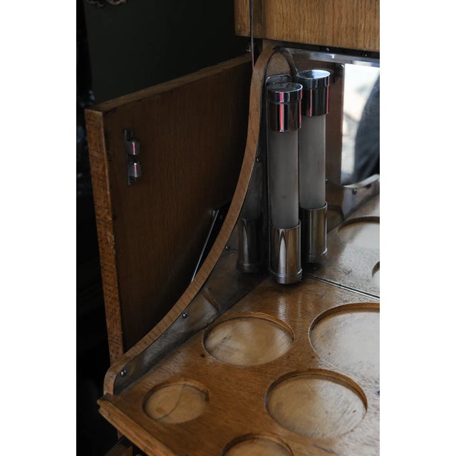 Wood Art Deco Cocktail Cabinet with Two Fitted Chrome Lights by Al-Wyn For Sale - Image 7 of 10