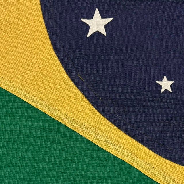 Vintage Sewn Cotton Flag of Brazil For Sale In Los Angeles - Image 6 of 7
